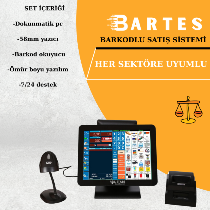 okuyucu - pc - yazıcı BARKODLU POS SİSTEM // HER SEKTÖRE UYUMLU - Görsel 1